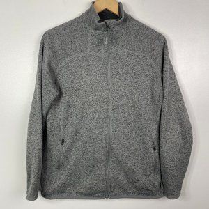 Eddie Bauer Full Zip Long Sleeve Fleece Sweater Jacket gray Womens Large